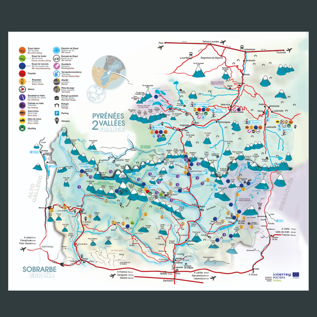 Mapa Nieve Invierno AETS Sobrarbe Ordesa Pirineo Aragonés Pirineos